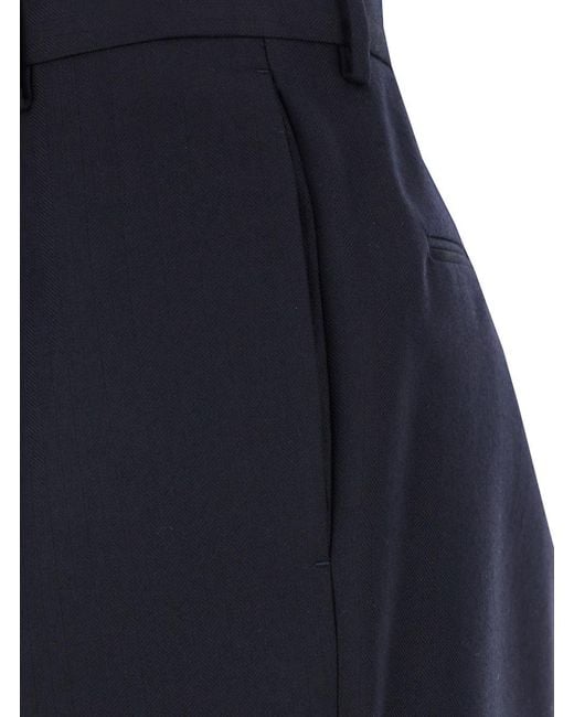 Dries Van Noten Blue Wide Leg Wool Pants With Pockets Trousers