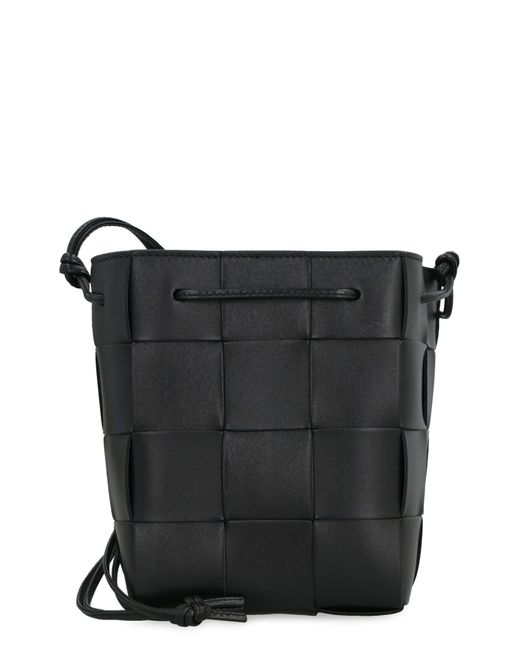 Bottega Veneta Black Cassette Leather Bucket Bag