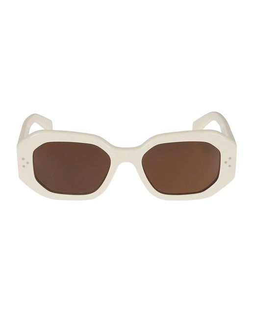 Céline Brown Logo Sided Geometric Lens Sunglasses