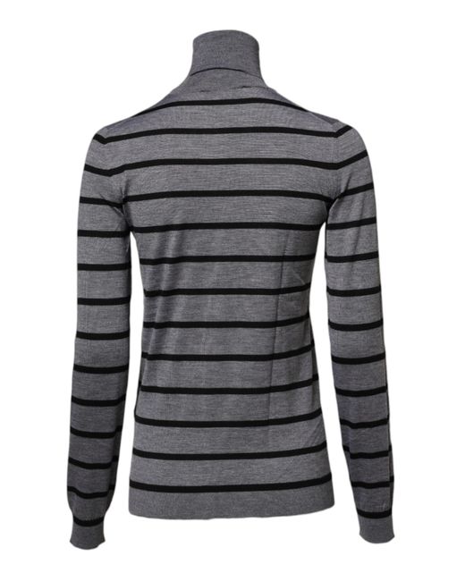 Dolce & Gabbana Black Gray Floral Embroidery Pullover Sweater