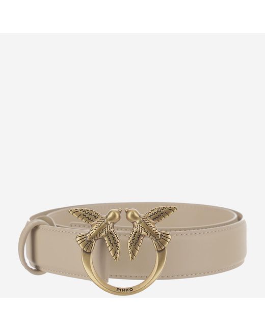 Pinko Natural Leather Belt Love Berry