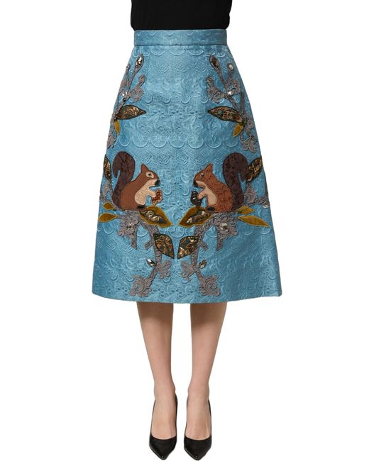 Dolce & Gabbana Blue Jacquard Embroidered A