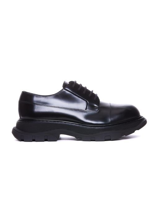 Alexander McQueen Black Tread Laced Up Shoes for men