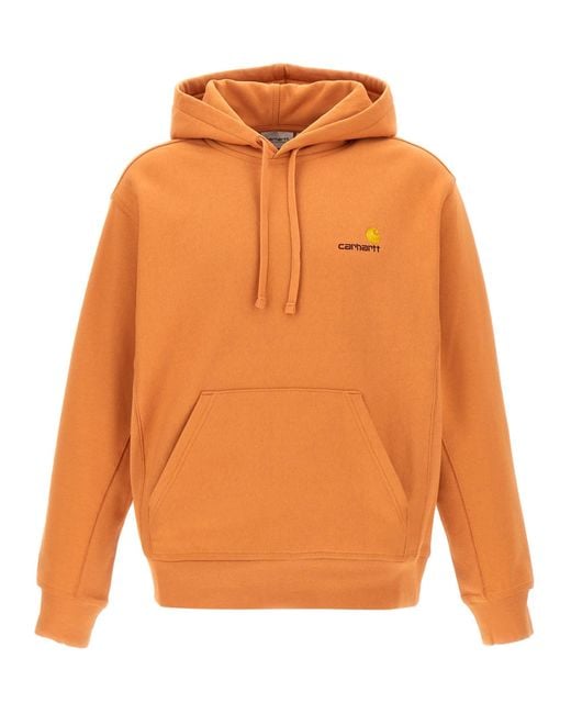 Carhartt Orange American Script Hoodie for men