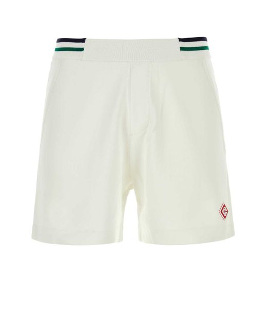 Casablancabrand White Viscose Blend Bermuda Shorts
