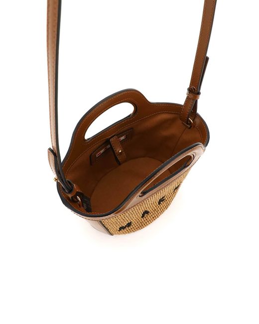 ショルダーバッグ・ポシェット MARNI IVORY LEATHER AND RAFFIA TROPICALIA BUCKET BAG Marni Ivory Leather And Raffia Tropicalia Bucket Bag in