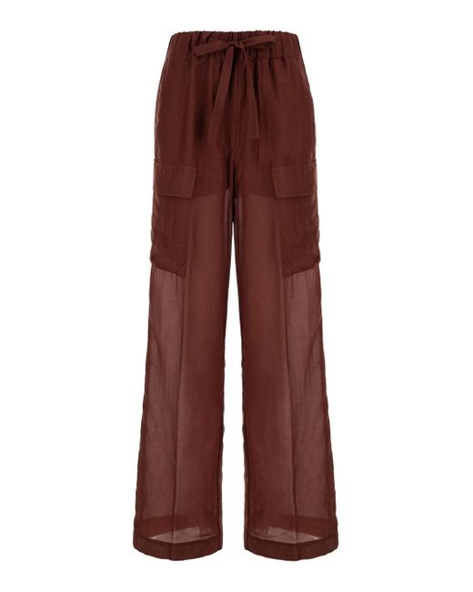 Semicouture Red Color Pants With Drawstring