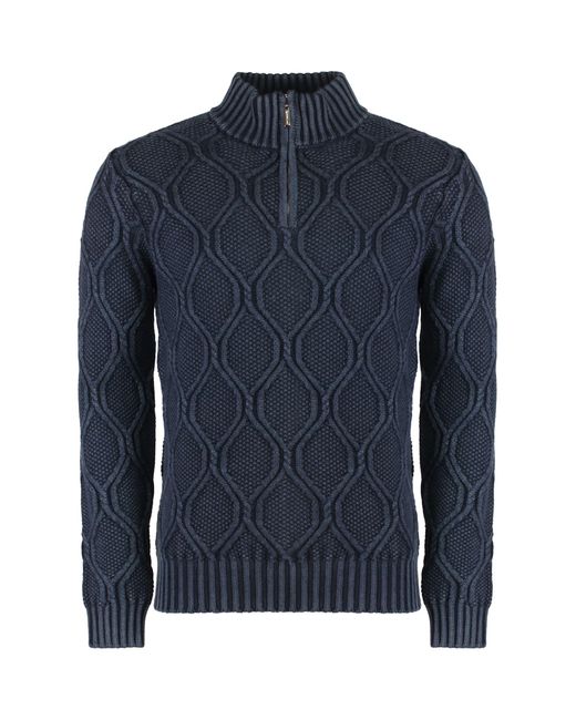 Moorer Blue Fedro Turtleneck Wool Pullover for men