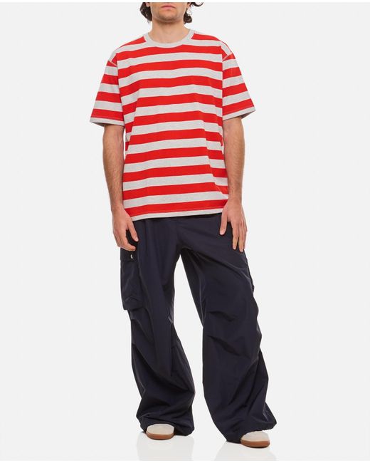 Junya Watanabe Red Short Sleeves Stripes T-Shirt for men
