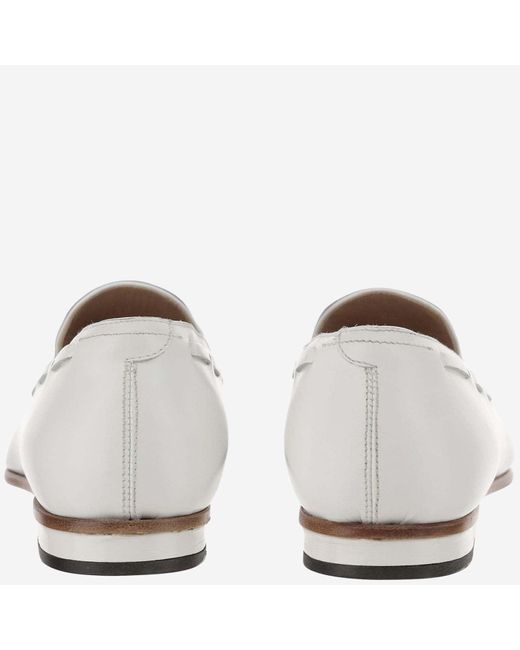 Francesco Russo White Leather Moccasins