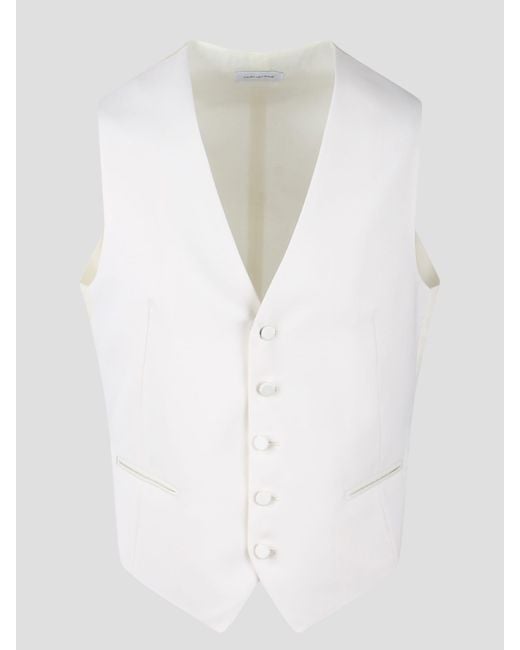Tagliatore White Wool Waistcoat for men