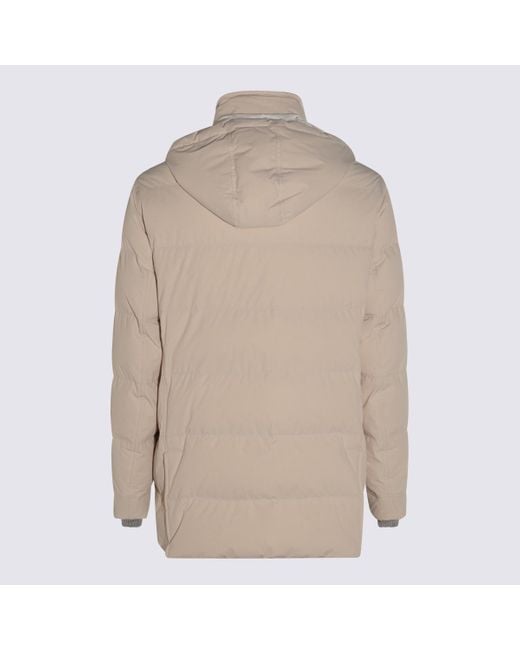 Brunello Cucinelli Natural Knit Insert Down Jacket Puffer Jackets for men