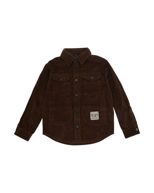 N°21 Brown Long-Sleeved Cotton Shirt for men