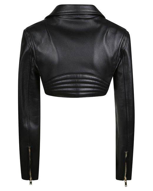 Moschino Black Cropped Biker Jacket