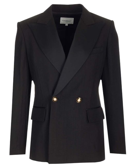 Casablancabrand Black Tuxedo Jacket With Satin Profiles for men