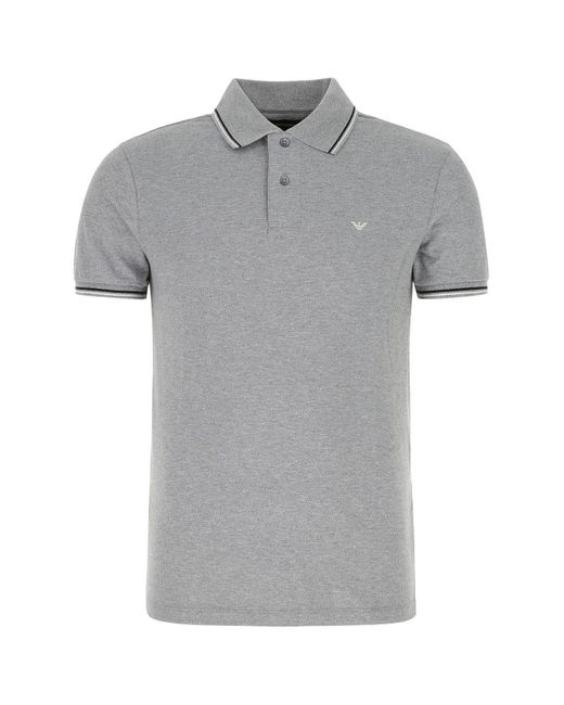 Emporio Armani Gray Stretch Cotton Polo Shirt for men