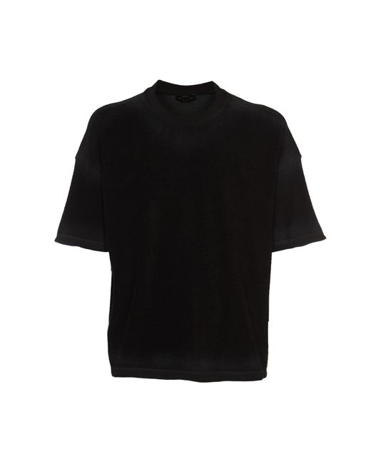 Roberto Collina Black Dye Effect Round Neck T-Shirt for men