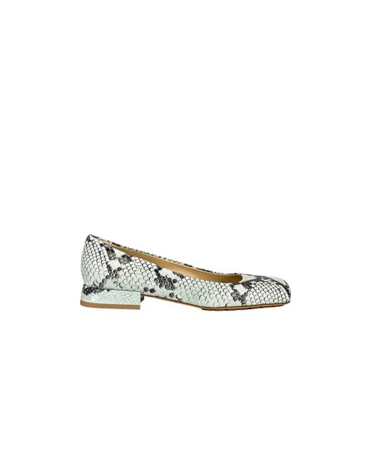 Bottega Veneta Metallic Tower Python-Print Ballerina Shoes