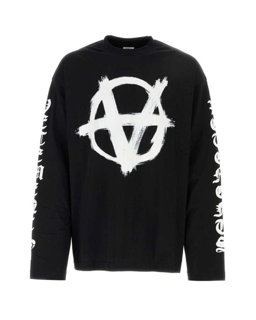 Vetements Black Double Anarchy Long Sleeved T-Shirt for men