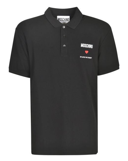 Moschino Black In Love We Trust Polo Shirt for men