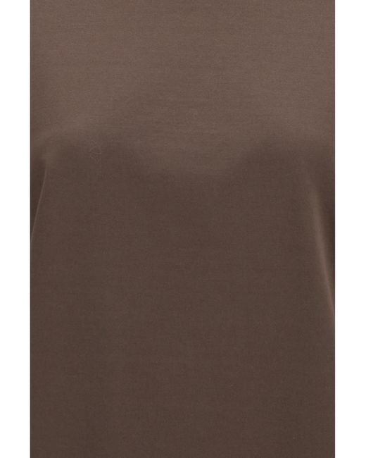 Brunello Cucinelli Brown Cotton T-Shirt With Sheer Sleeves And Side Panels T-Shirts