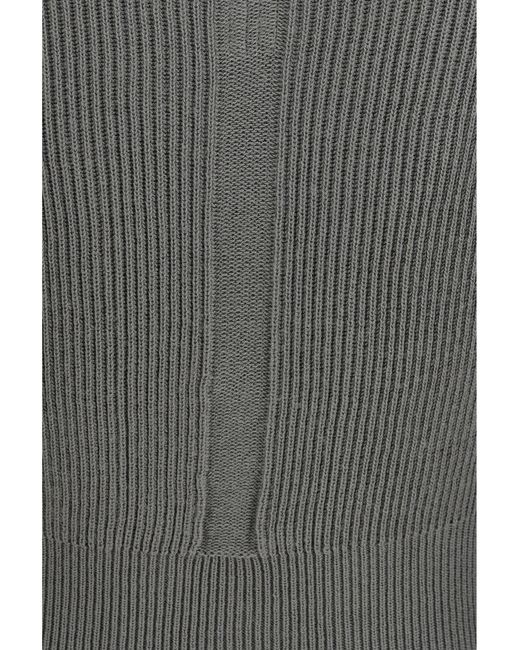Rick Owens Gray Virgin Wool Sweater With V Neck Fleece Ovis Aries