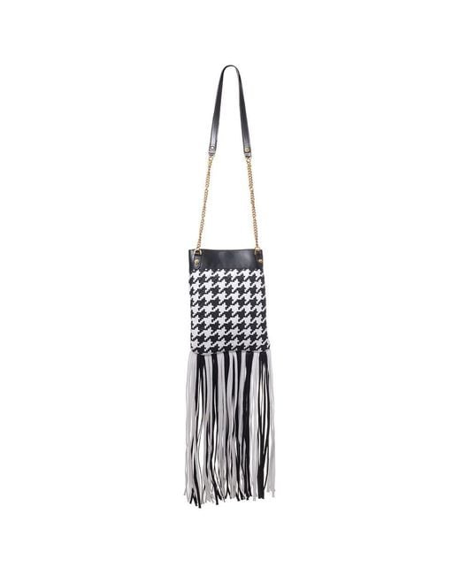 Versace White Leather Textile Shoulder Bag