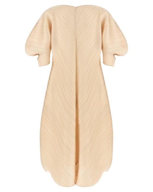 Pleats Please Issey Miyake Natural Sculptural Sleeve Dress