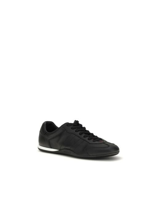 Gucci Black Calf Leather Bos Taurus Low Top Sneakers for men