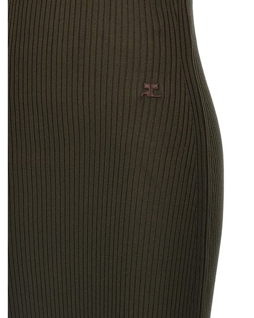 Courrã¨ges Green Twist Rib Knit Long Dress Viscose