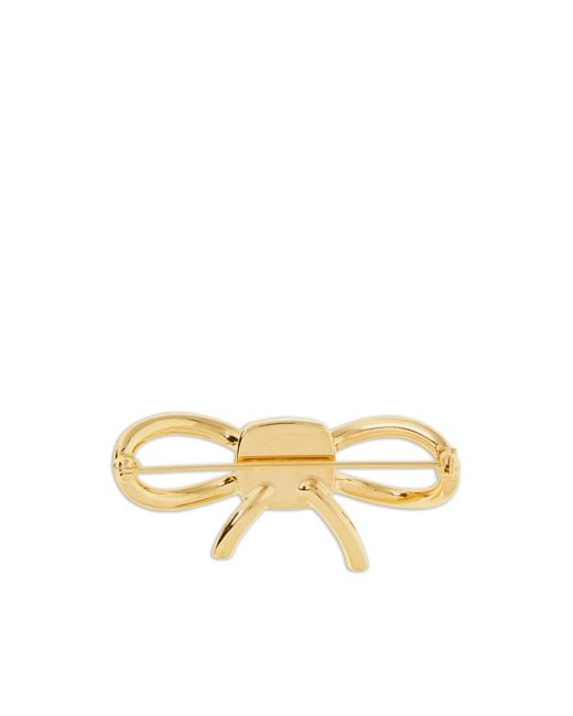 Ferragamo Metallic Brooch Vara Bow Brass Brooches & Pins