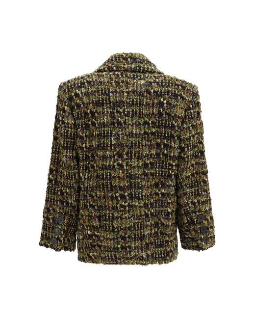Saint Laurent Green Tweed Single-Breasted Jacket
