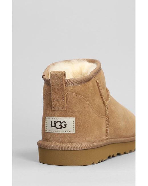 UGG Classic Ultra Mini Low Heels Ankle Boots In Leather Color Suede in  Brown for Men | Lyst