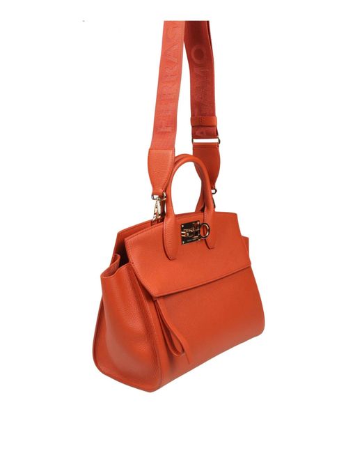 Ferragamo Orange Studio Sof Handbag
