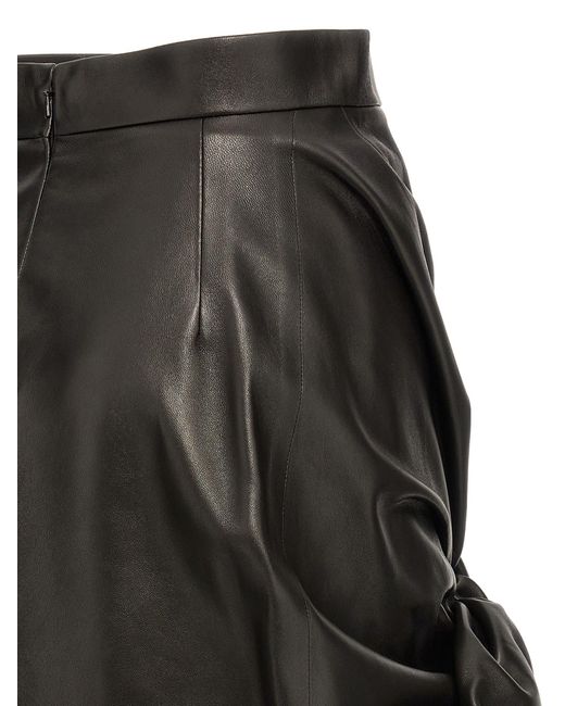 Alexander McQueen Black Maxi Bow Leather Skirt Skirts
