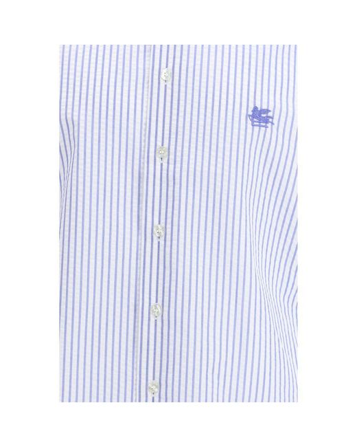 Etro Blue Multicolor Cotton Dress Shirt for men