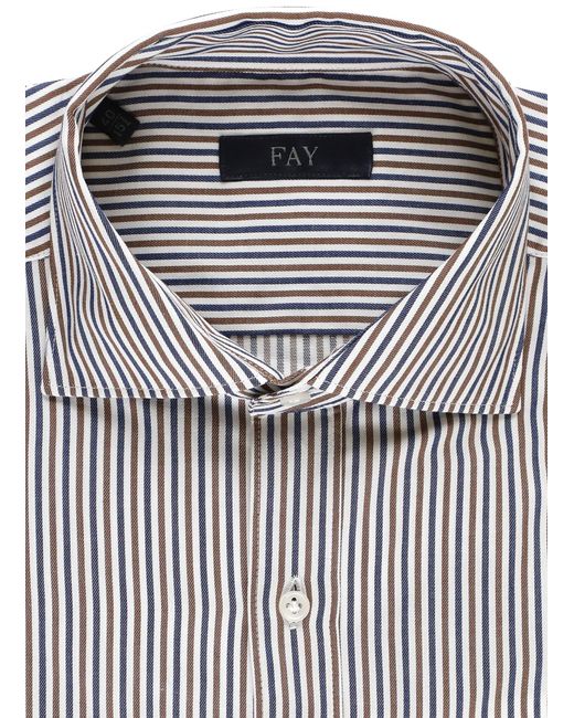 Fay Gray Cotton Striped Shirt for men