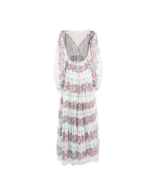 Etro White Floral Printed Open-back Flared Maxi Dress