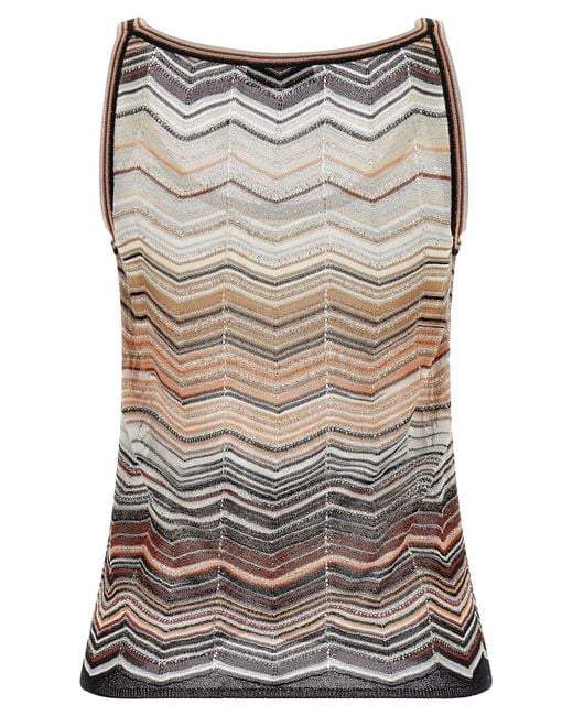 Missoni Gray Tank Top Chevron Lamé