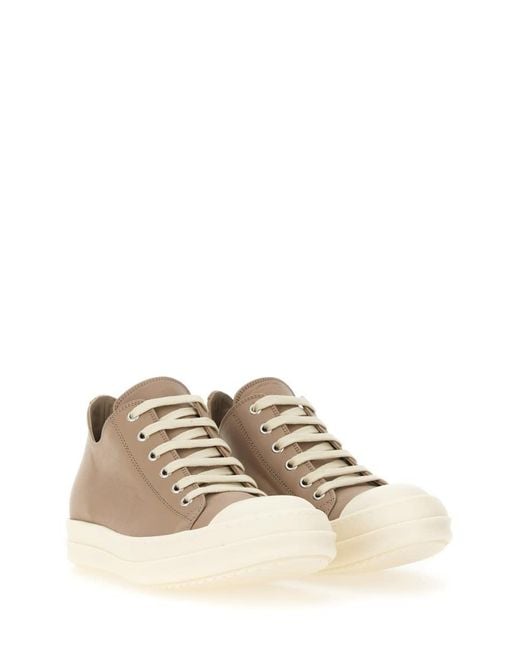 Rick Owens Natural Leather Sneakers For