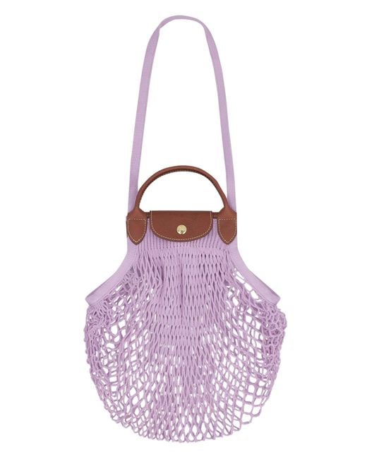 Longchamp Leather Le Pliage Filet Meshknit Bag in Lilac (Purple