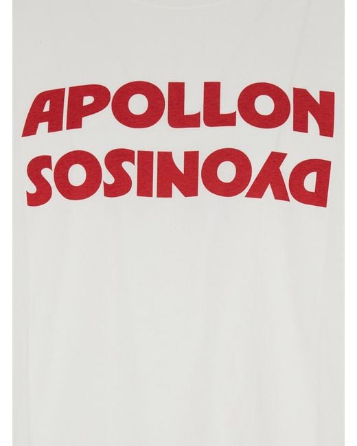 Valentino White Cotton Crewneck T-Shirt With Front Print T-Shirts for men