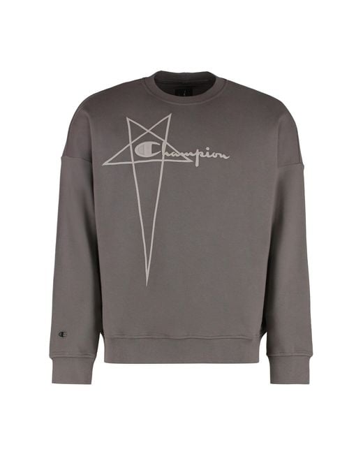 Rick Owens Gray X Champion Cotton Crew-Neck Sweatshirt Sweatshirts for men