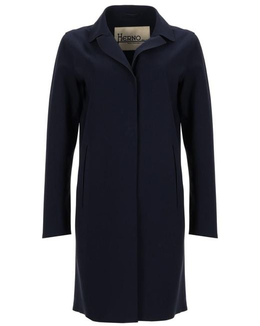 Herno Blue First Act Coat Polyamide Elastane Trench & Raincoats