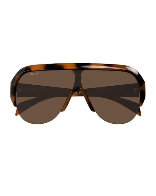 Gucci Brown Gg2023S Linea Institutional Logo Bio-Inettato Sunglasses