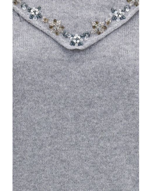 Prada Gray Sweater With Integrated Scarf Kashmir/Capra Hircus Sweatshirts