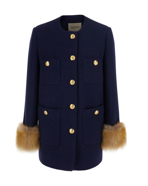 Valentino Blue Caban Coat Wool Blazers