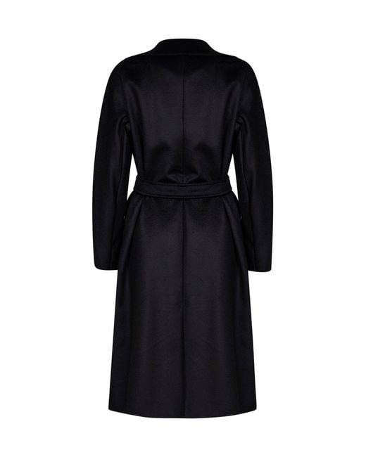 Weekend by Maxmara Black Wrap Coat Wkdresina Virgin Wool