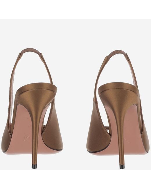 AMINA MUADDI Brown Silk Slingback Shoe