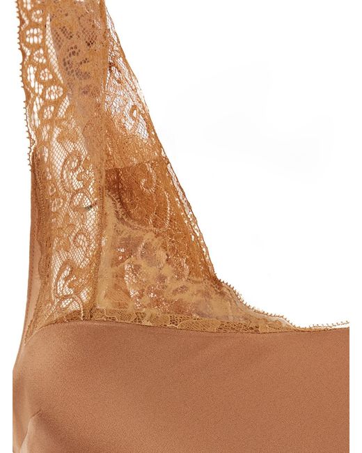 Forte_forte Brown Dress With Lace Straps Acetate